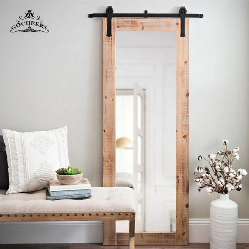 GC Glass bathroom door barn wooden door solid wood interior doors sliding design