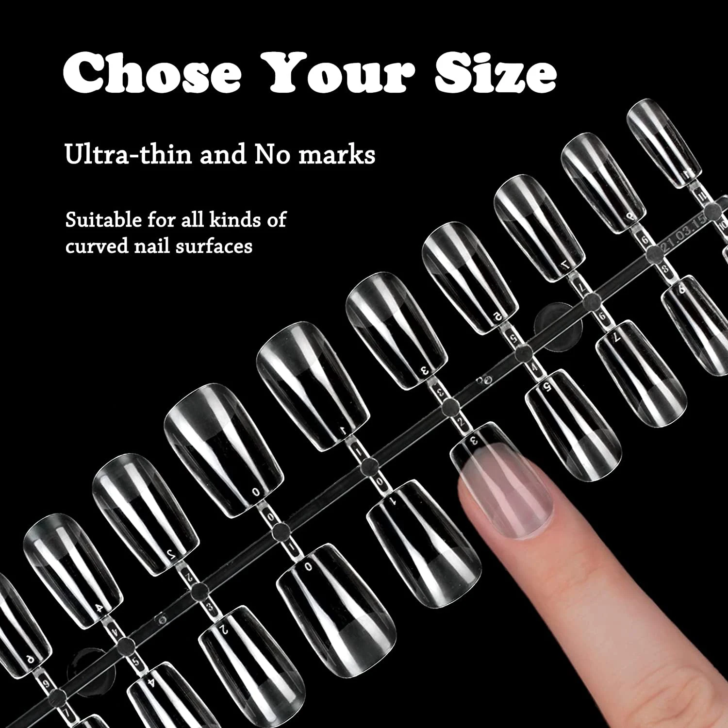Wholesale good looking pre-numbered harmless 12 sizes 240 pcs clear soft nail gel tips
