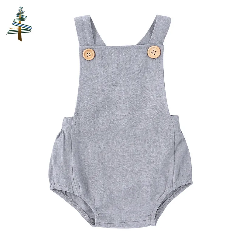 Комбинезон для младенцев из хлопка и льна без рукавов с открытой спиной