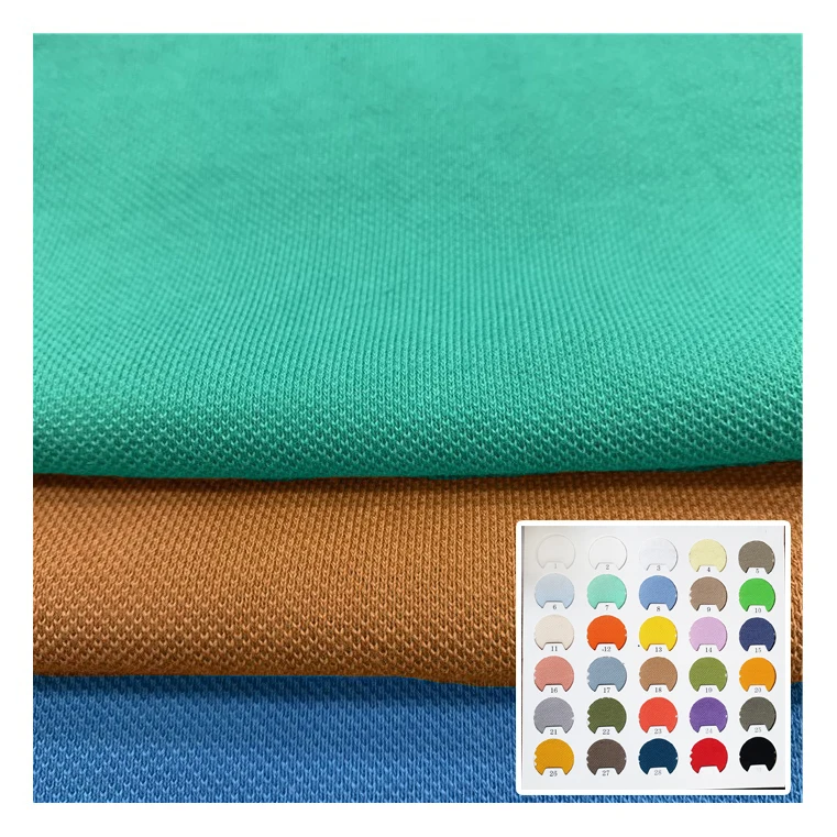 100% хлопок пике ткань чесаный хлопок пике сетка трикотажная ткань мужская хлопчатобумажная ткань для рубашки поло