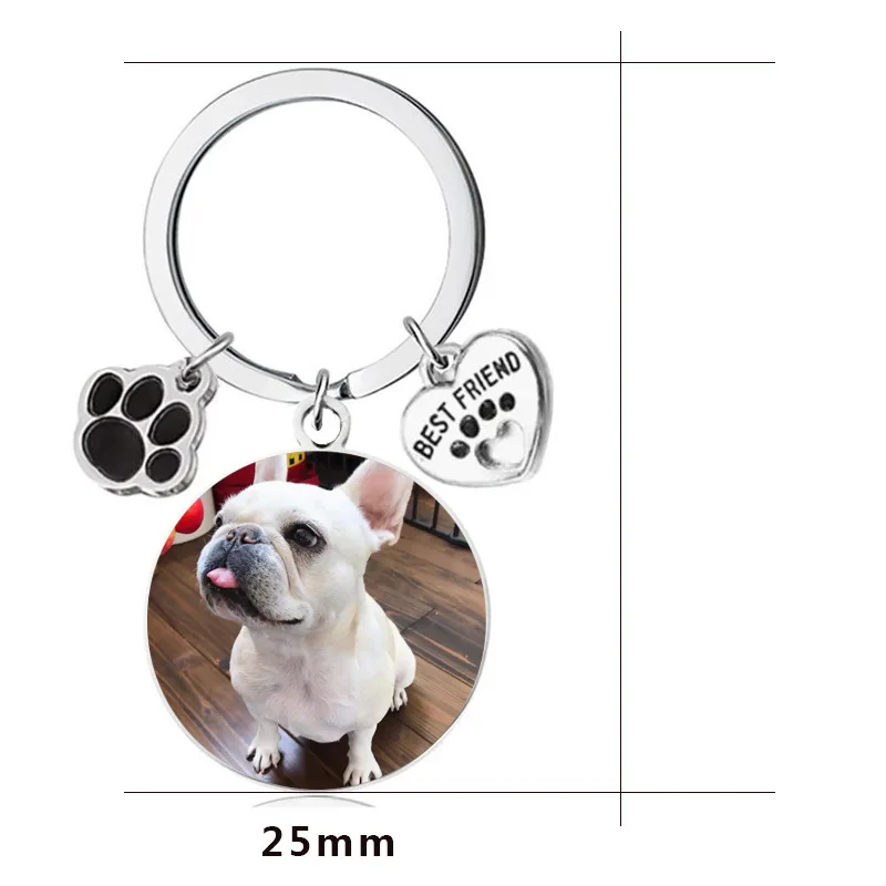 Stainless Steel Dog Tag Keychain Color Printed Photo Copywriting DIY Key Pendant Dog Memorial Gift
