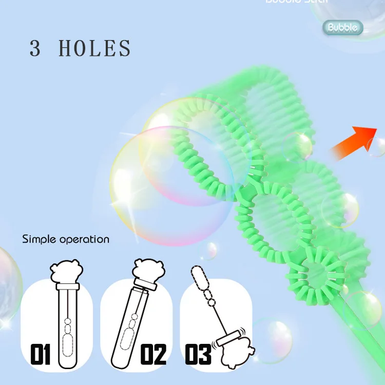 Outdoor Child 3 Hole Plastic Bubble Soap Wands Sticks Blowing Maker Bubble Stick for Kids