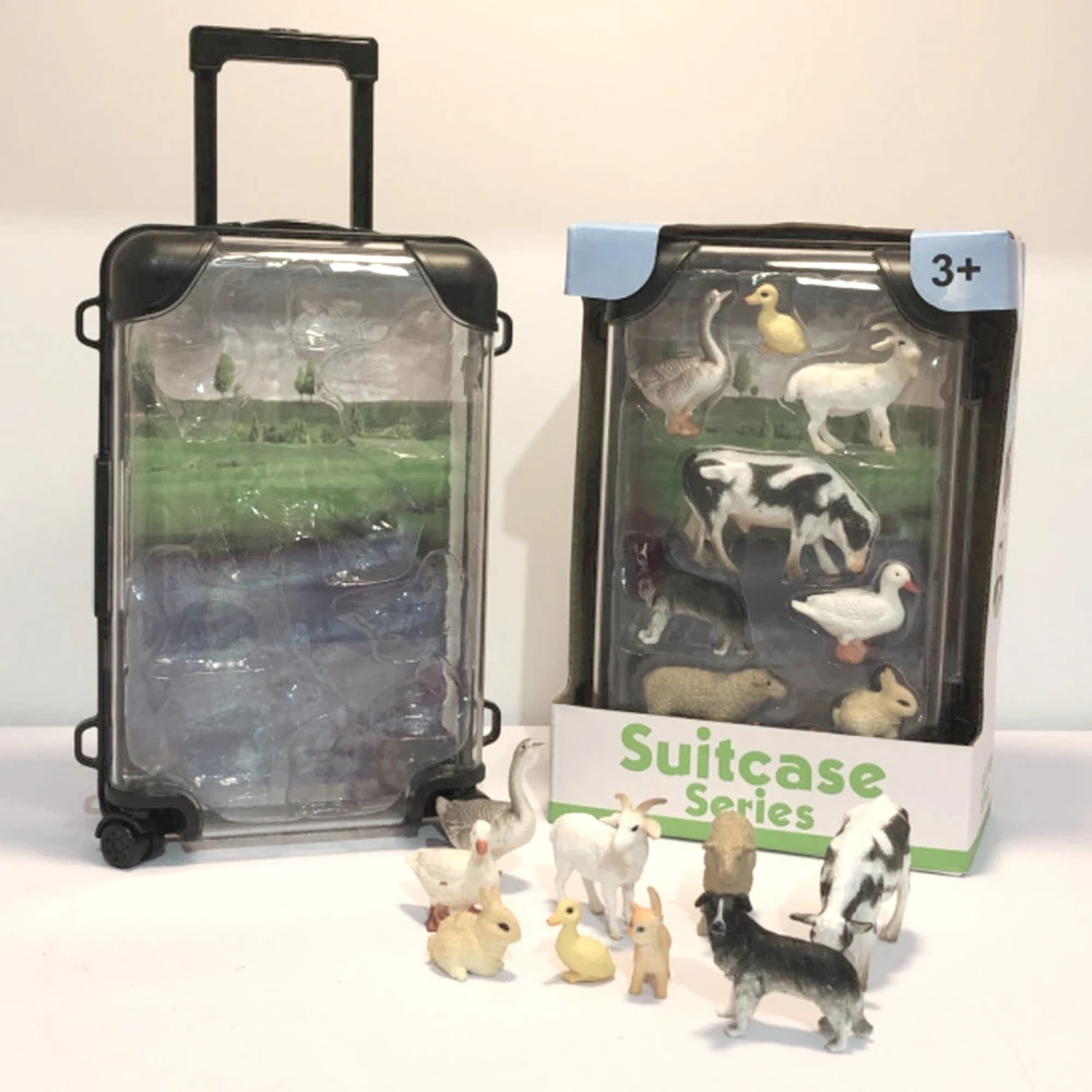 Boneosaurus model wild transparent small suitcase boxed simulation animal square round gift box Boneosaurus