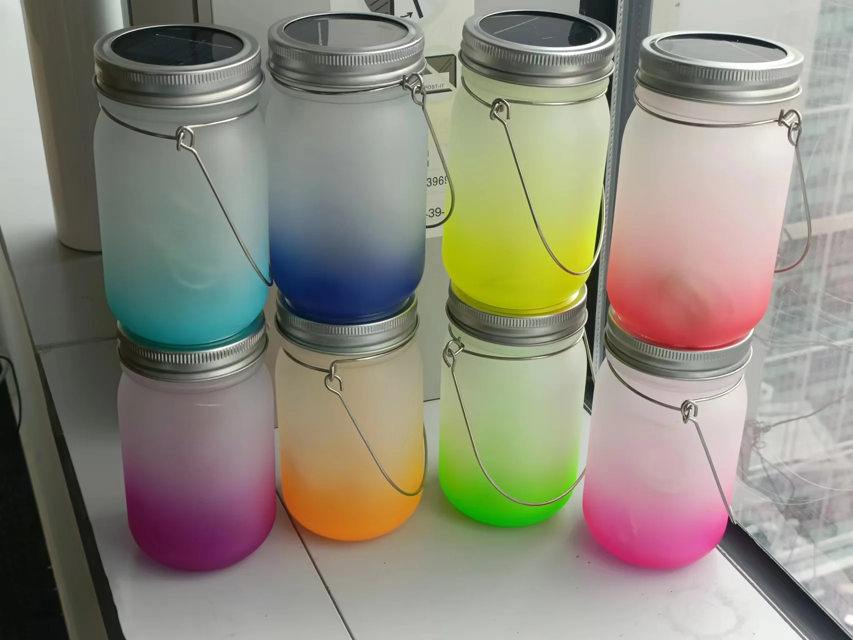 USA Warehouse Outdoor Lantern 430ML DIY blank sublimation Stainless steel handle sublimation Mason jar courtyard lamp
