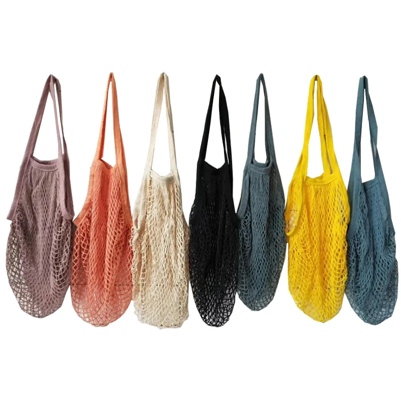 Biodegradable Shopping Grocery Bag Fruits Net Straw Mesh Beach Cotton Tote Bag