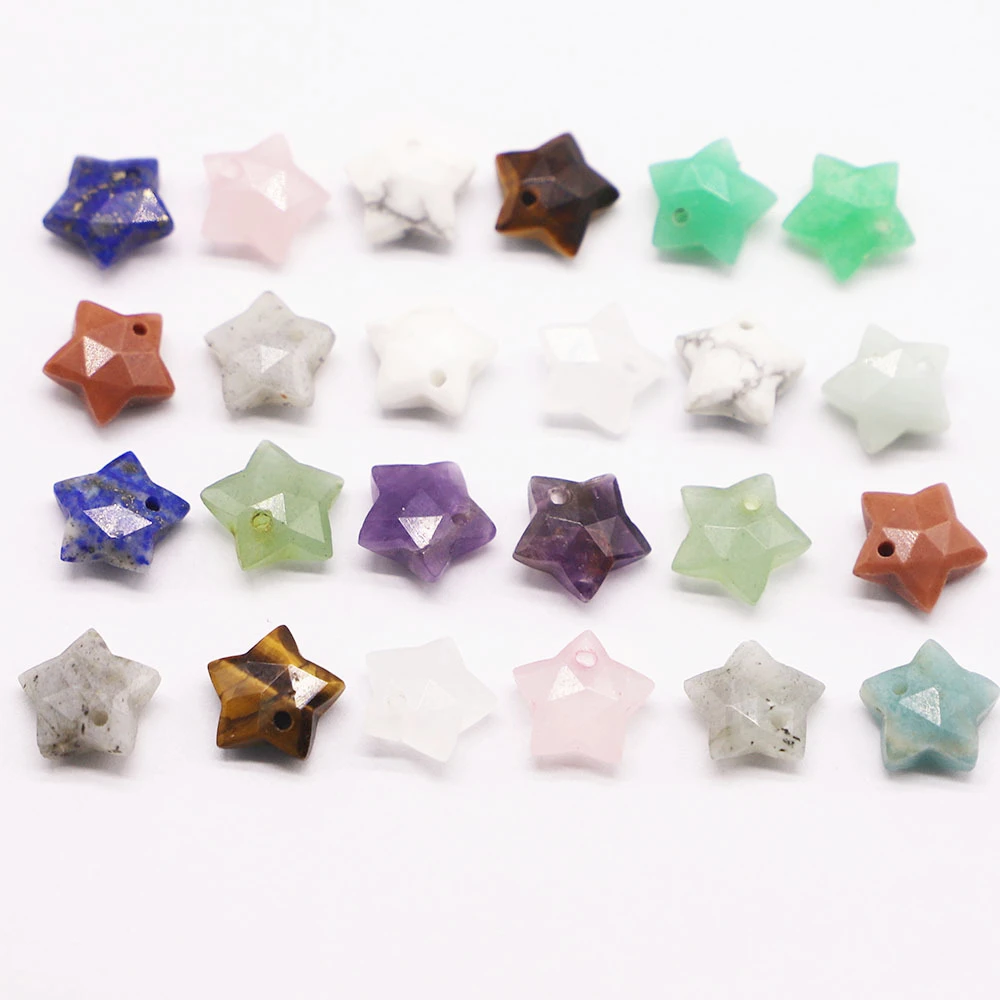 Natural Stones Crystal Necklace Double Chop Facet Amethyst Star Pendant for Jewelry Accessories