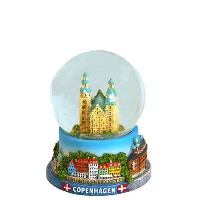 Souvenir Custom Sweden Snow Globe countries resin 3D building architecture Snowglobe Copenhagen Rosenborg