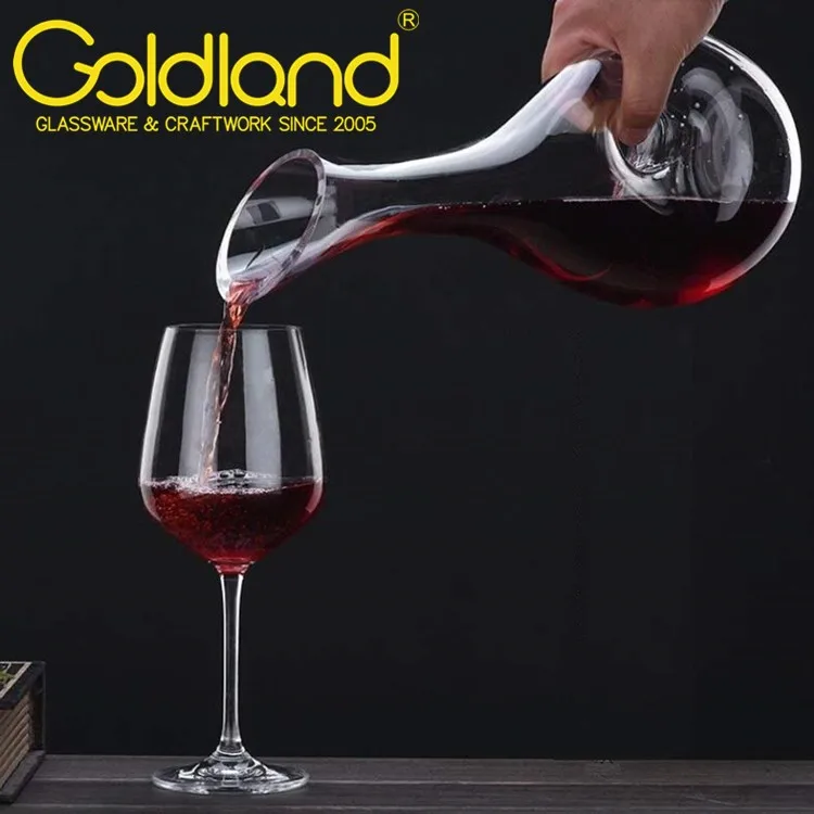 Amazon hot sell oblique wine decanter with hole custom small glass wine carafe 330ml