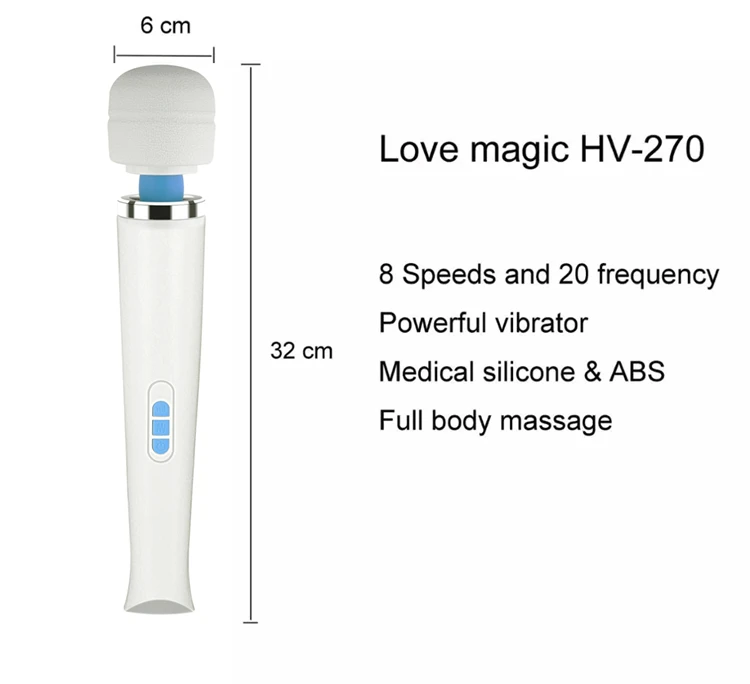 Handheld USB rechargeable Cordless Personal Wand Massager 8 Speeds and 20 Modes Suitable for Relaxing Massages