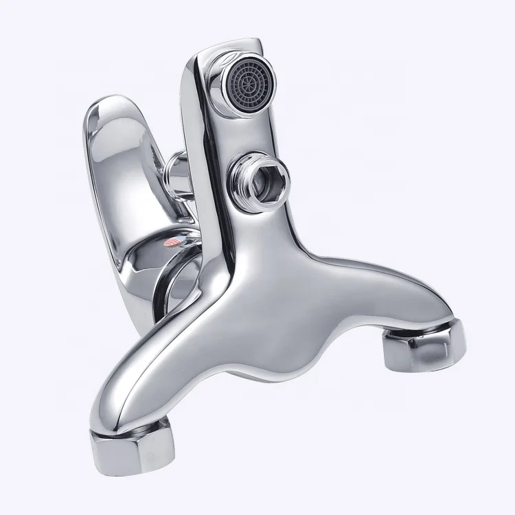 Single lever chrome finish brass shower faucet wall mounted bath mixer tap