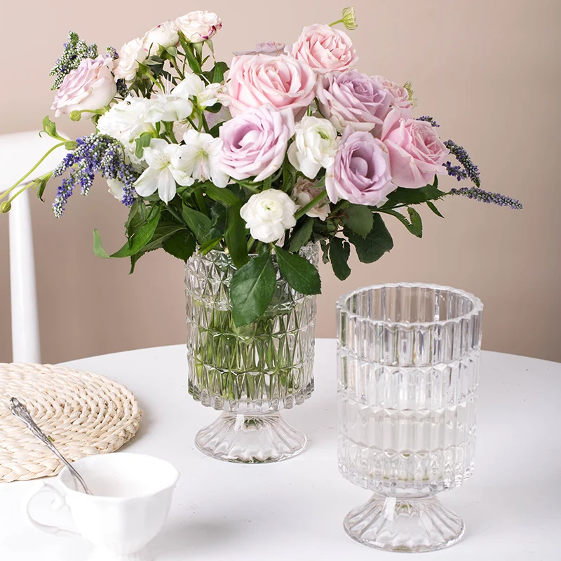 Modern Fashion Home Decore Transparent Hydroponic Table Ornaments Square Flower Glass Vase
