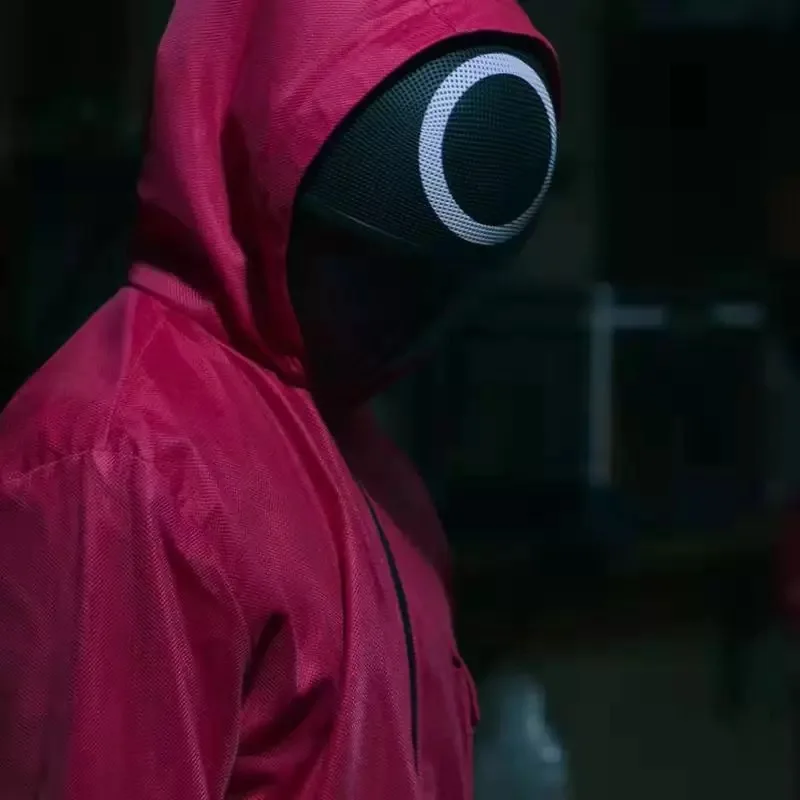 Новый стиль Горячая Распродажа кальмар игры красный комбинезон с вуалью костюмы для мужчин