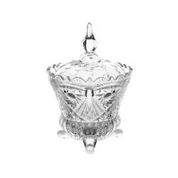 footed sugar pot glass candy jar with glass lid stock glass bowl with lid  lead free crystal  pot for home use butter dish