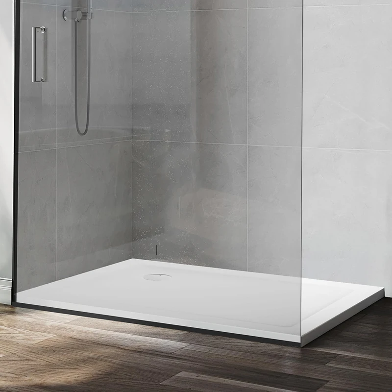 Polymable America High-Class Customizable OEM Logo Fiberglass Shower Tray with Drain Bathroom Customizable Tray Mould