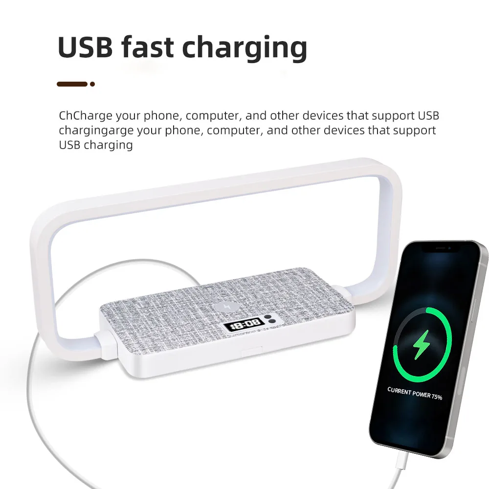 Elegant 10W Wireless Charging LED Table Lamp Mobile Phone Holder Touch Control Modern Design Reading Room Battery Power Supply