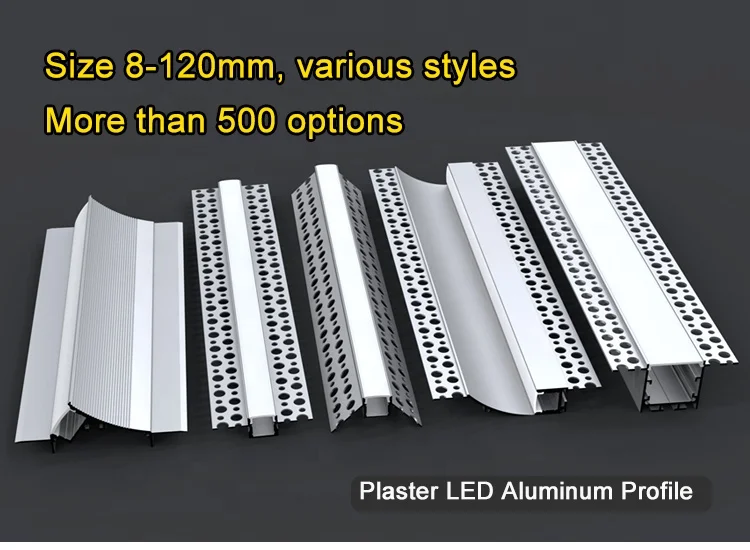 Recessed Plaster in led profile  aluminum channel for drywall recessed mounted 2m 3m