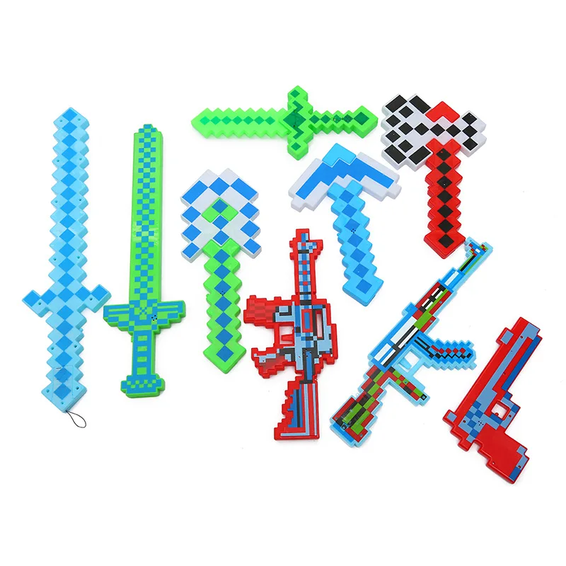 new arrival Glowing In The Dark Party Favor Supplies Toy Mosaic Pixel Sword Light Up Swords Novelty Led Game Block Toys