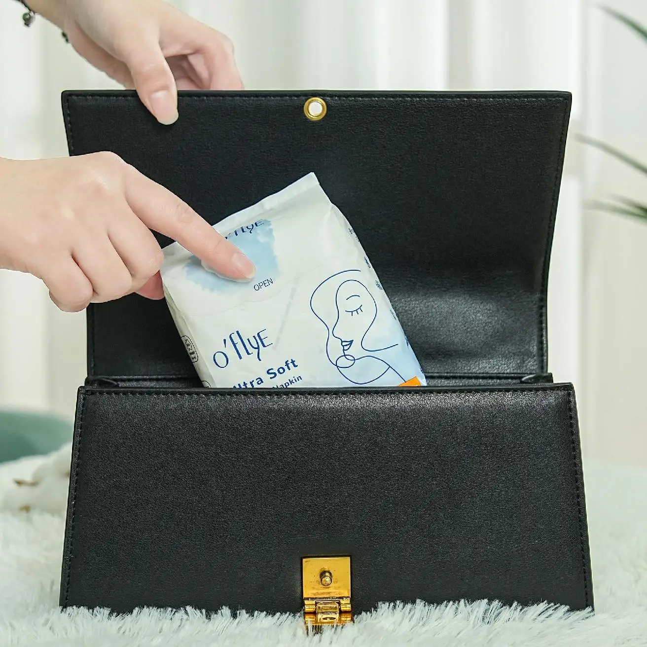 oflye Hot Sale Disposable 100% Cotton Sanitary Pad In Bulk/ Period Pads Pants Sanitary Napkins