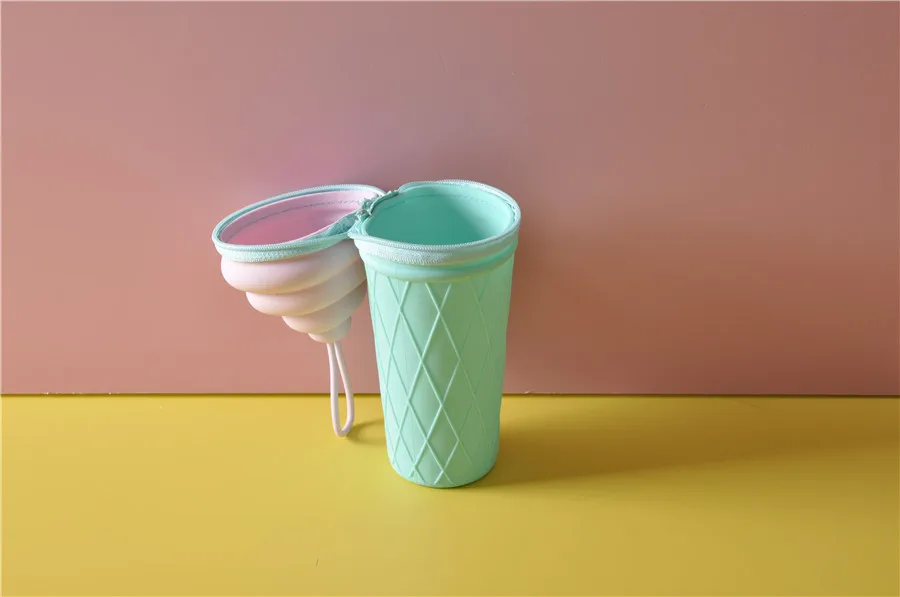 Custom durable fashion school pencil case creative novelty ice-cream shape pen pouch