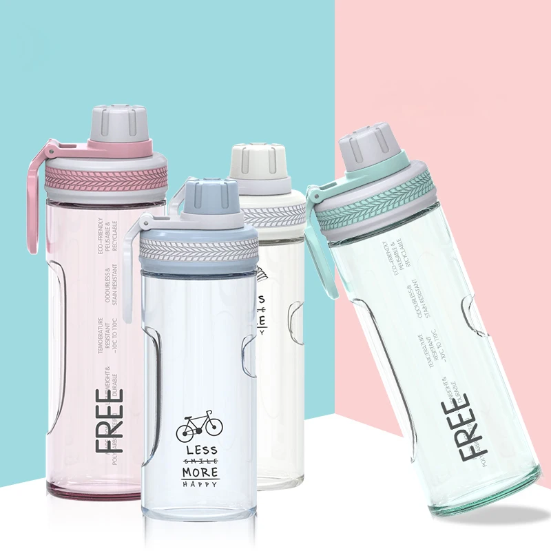 Outdoor travel 500ml white transparent plastic bottle carabiner