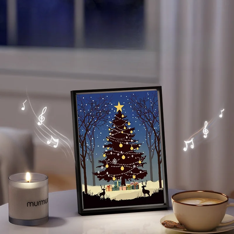 Bluetooth Audio Picture Tiktok Hot Sale Christmas Led Light Painting Lamp Painting Decorative Light Art Painting