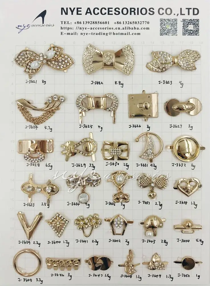 New style women sandals buckle rhinestone buckle gold shinny shoe accessories shoes buckle charm