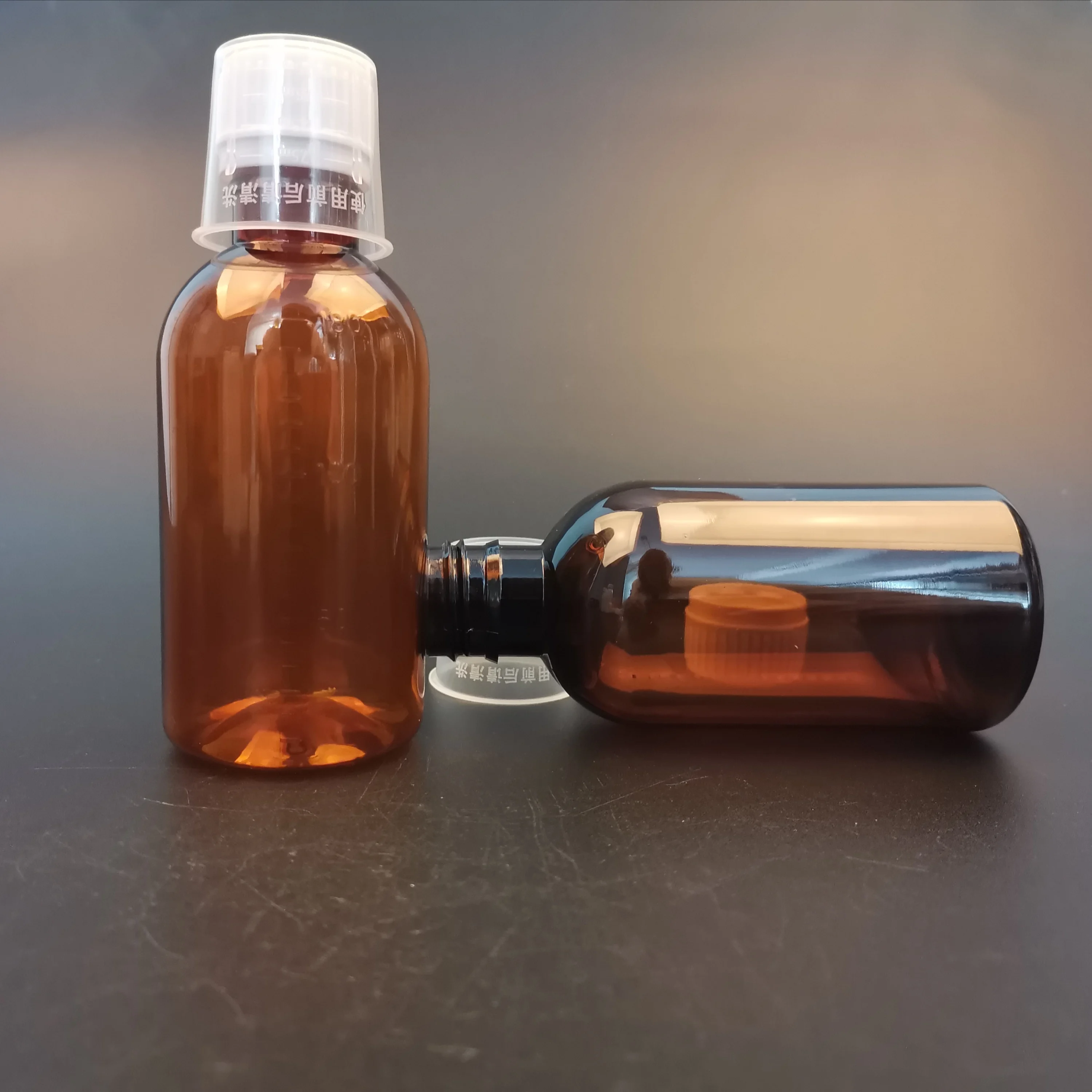 empty amber cough syrup bottle with plastic cap  100ml 150ml 180ml