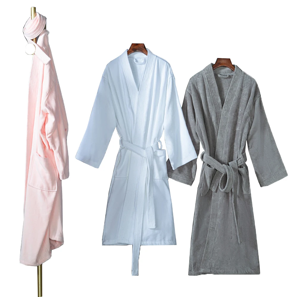 Factory Supply  100% Cotton Super Soft Bathrobe Spa Robes For Hotel