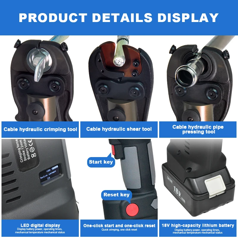 GES-1550 Battery electric 3-in-1 Hydraulic tool Cable crimping tool Cable cutting copper pipe Plumbing press fitting tool