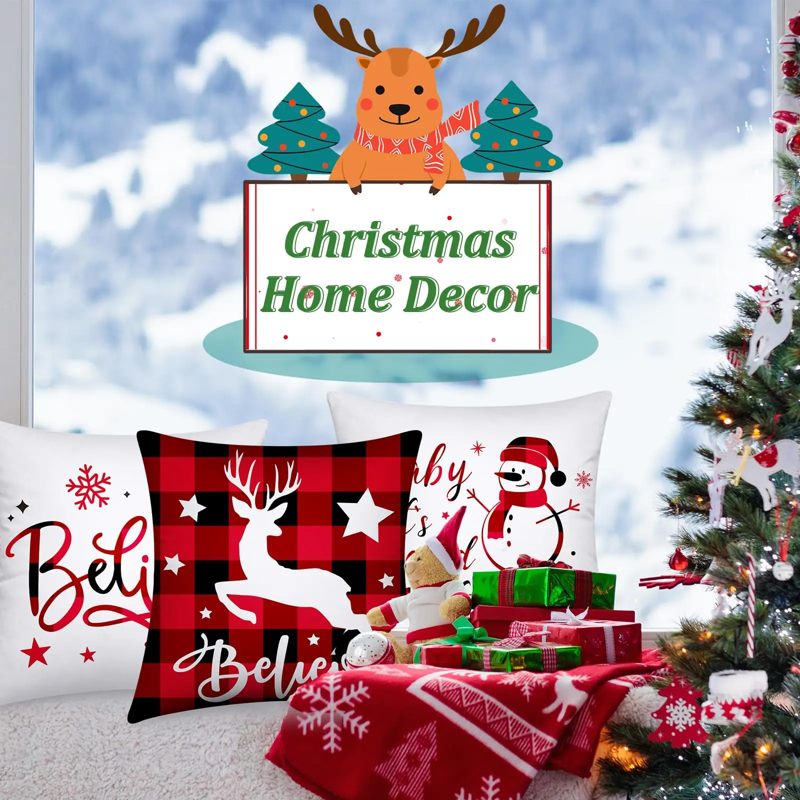 45*45cm custom 100% Polyester botanical pattern decorative woven multiple colors throw pillow cover Christmas pillow case