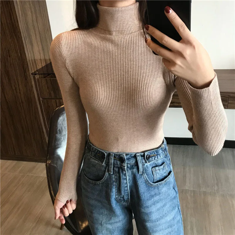 Knitwear manufacturer custom autumn winter beige polo collar long sleeve rib knit women long sweater dress
