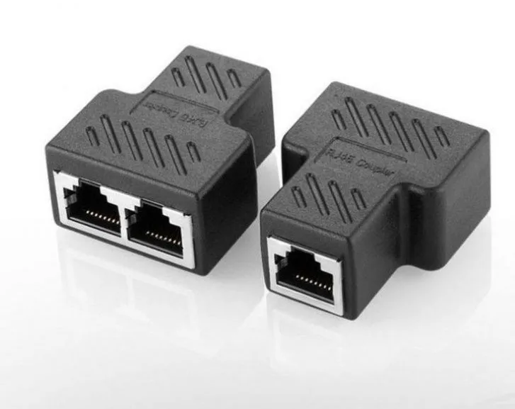 Ethernet RJ45 Splitters connector three-way  one female in to two out LAN Ethernet extension cable connectors 8P8C connector