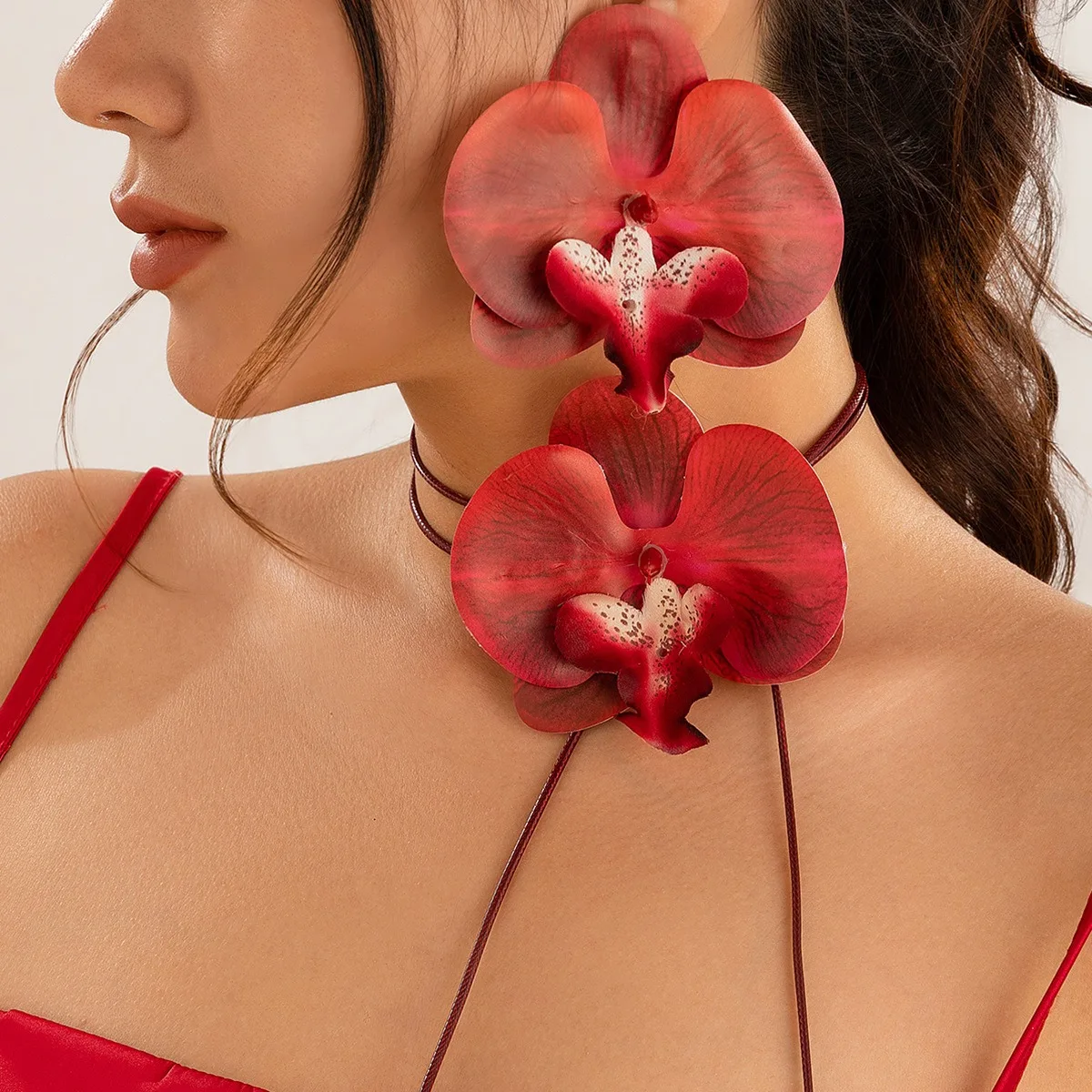 Hot Selling Exaggerated Large Flower Necklaces Earrings Jewelry Personalized Flower Brooch Hair Clip