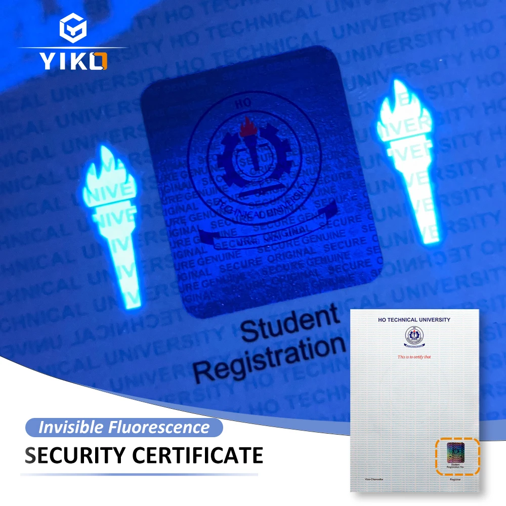 Security Uv Invisible Fluorescent Ink Printing Certificate Paper Customized For School Diploma Anti-counterfeiting