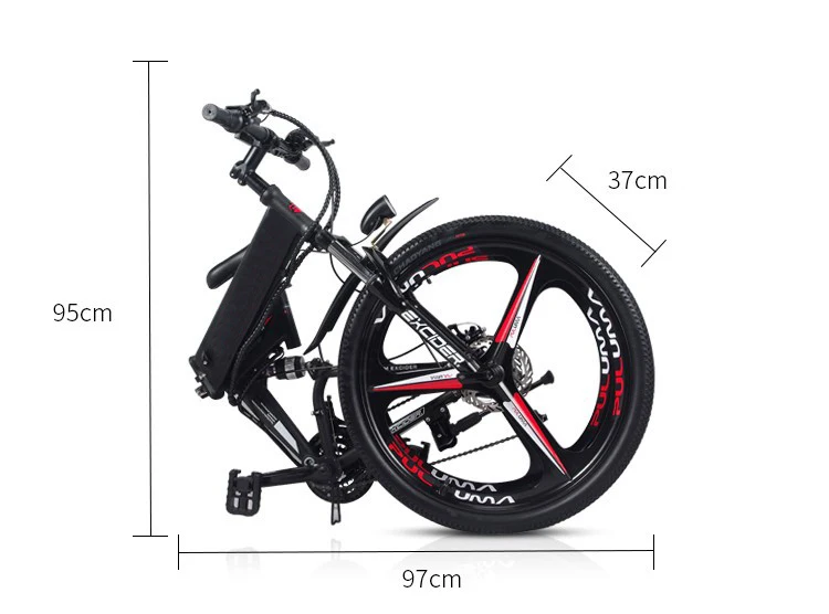 48V 10AH Folding Electric Mountain Bike Integrated Wheel 400W Max Motor