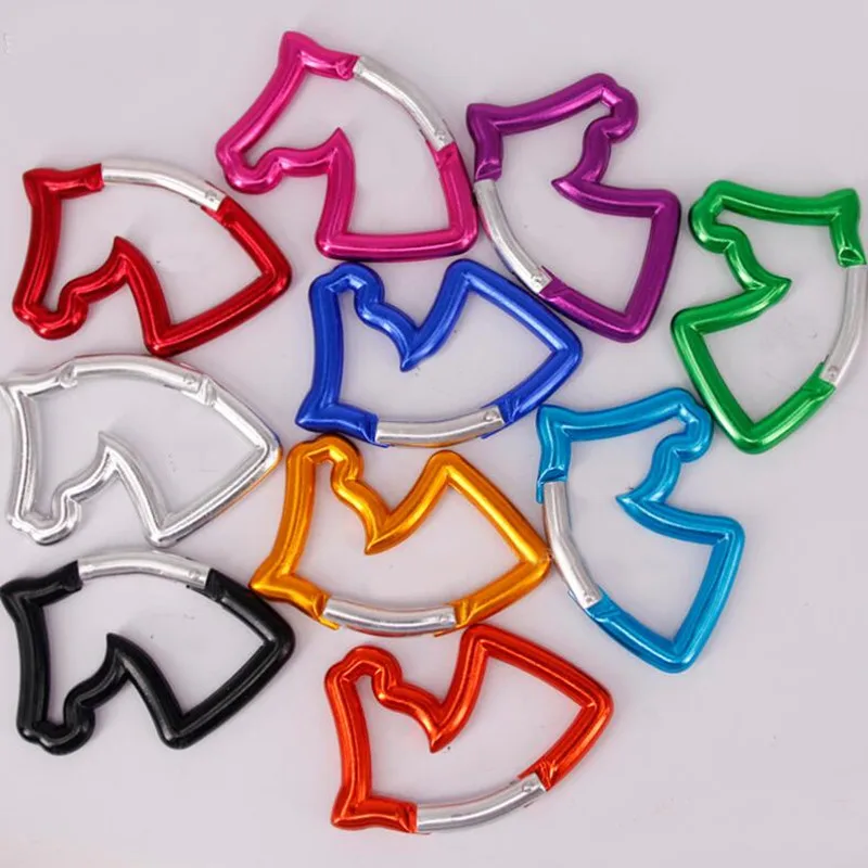 HXY Very Cute Promotional Wholesale Horse Head Shaped Carabiner Horse Carabiner Keychain For Hiking, Camping