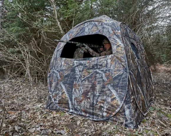 Deluxe Pop-Up Hunting Ground Blind, 1-2 Person Tent, Hunting Gear, Equipment, and Accessories, 4-Panel Spring Steel