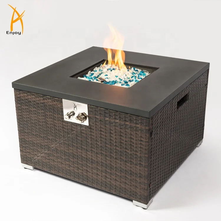 US Drop Shipping Available Wicker Fire Pit Table Garden Gas Fire Pit table Outdoor Fire Table free shipping