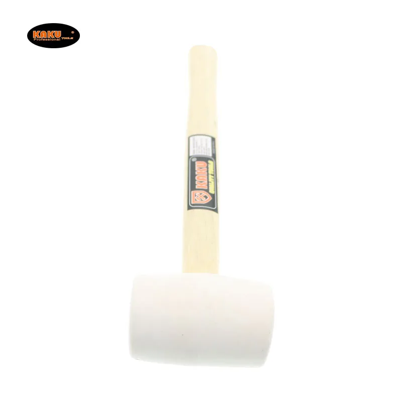 KAKU High Quality Wooden Handle Mallet White Rubber Hammer For Decoration Installation Ceramic Tile
