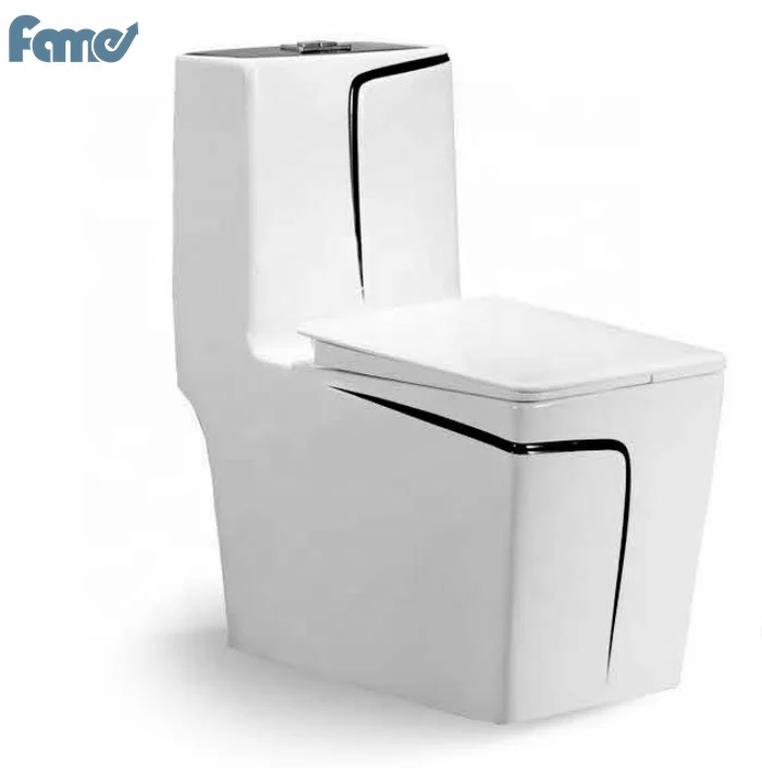 Wholesale Chinese Toilets golden  Line white color   Royal Style Toilet Bowl Easy-cleaning and Space-saving toilet set