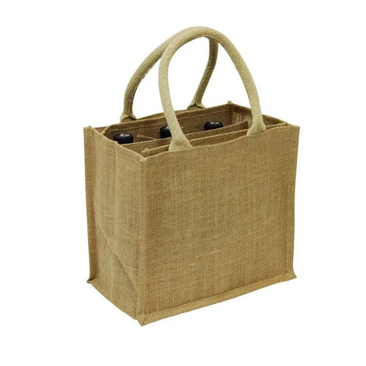 Factory Direct Waterproof Jute Wine Bag Six Bottle Wine