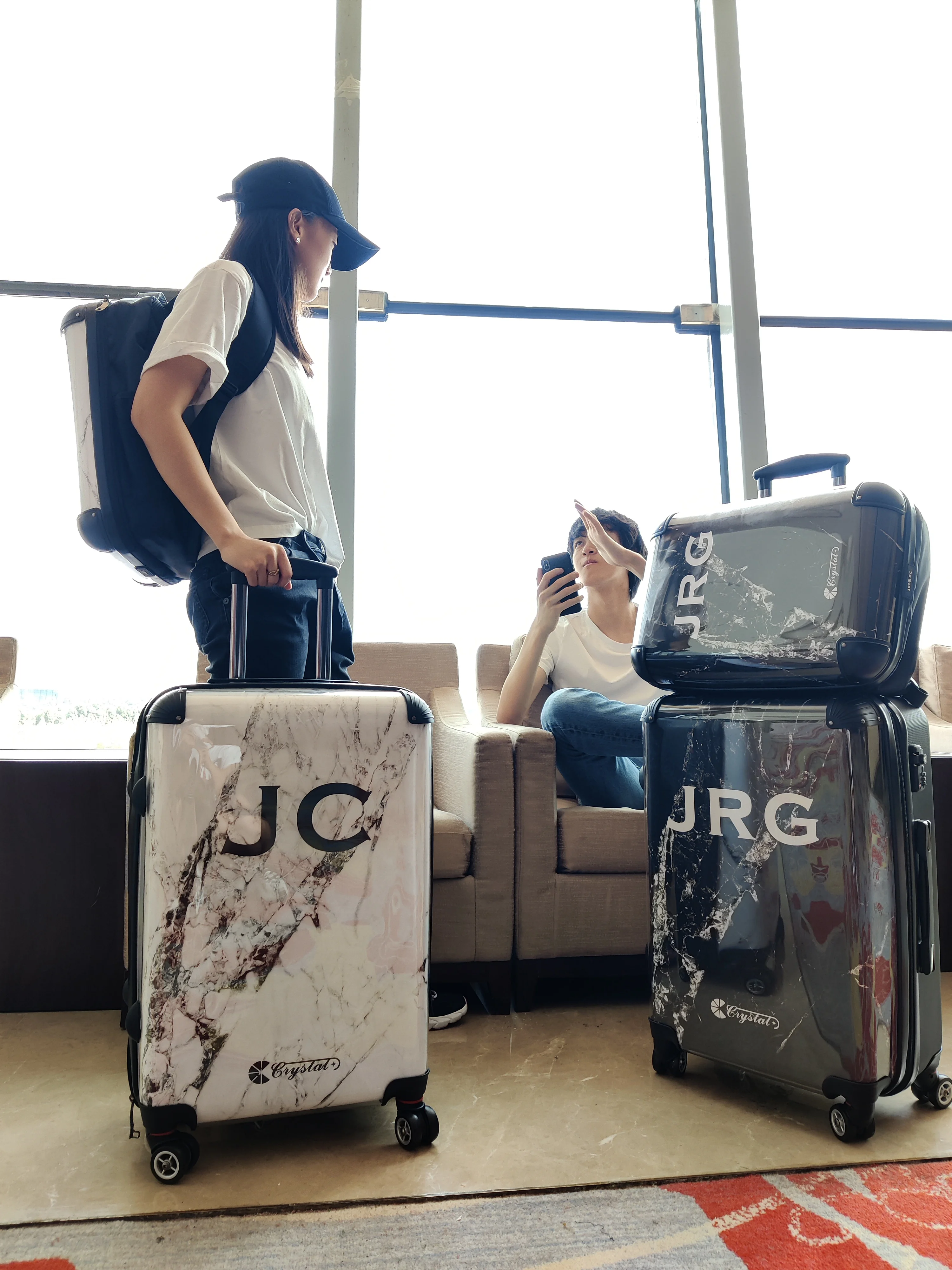 Crystal Hard Shell Backpack Transparent Clear Customized Print Backpack Unisex Fashion Clear PC Backpack