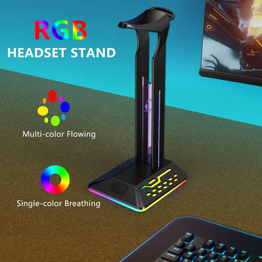 Подставка для Игровых Наушников RGB с двумя портами USB Type-C и