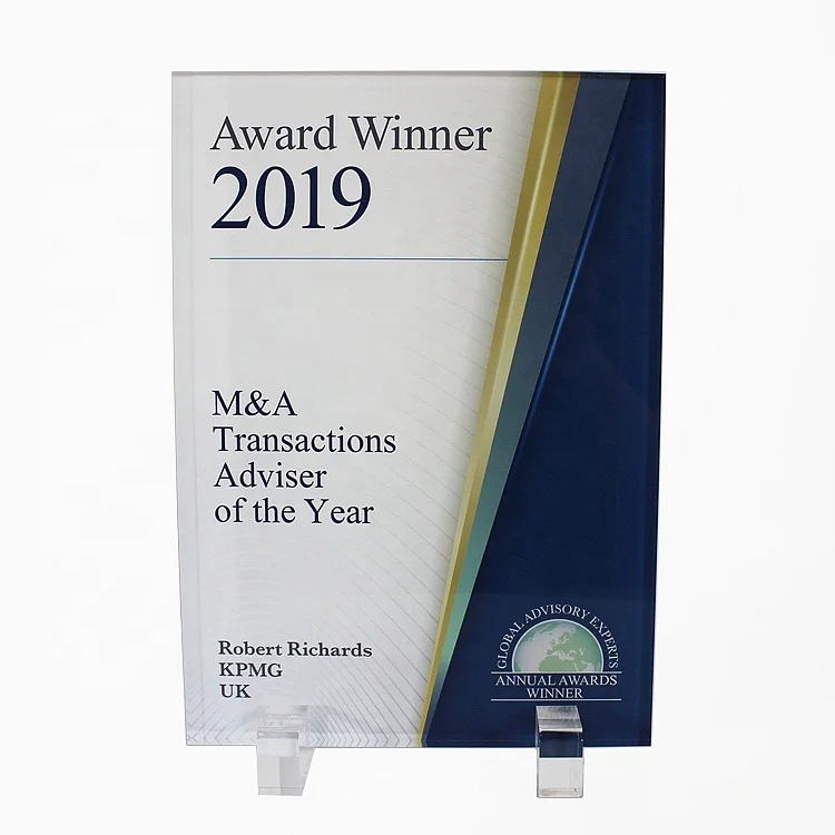 APEX Custom Acrylic Rectangle A4 Trophy Commemorative Medal Trophies Gifts Detachable Awards with Clear Holder