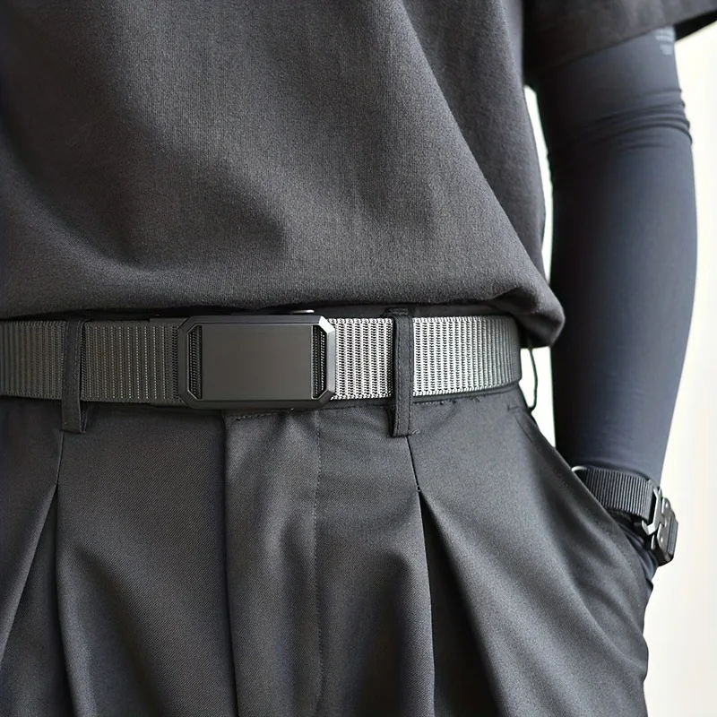 Outdoor Tactical Breathable Men Waist Nylon Web Canvas Fabric Belt With Automatic Buckle