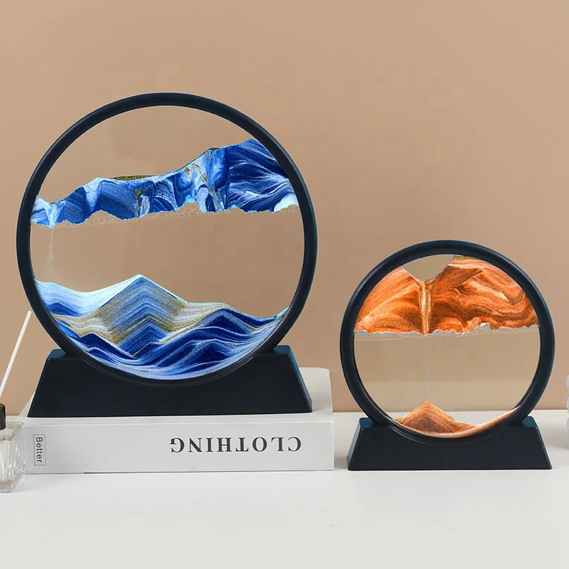 7/12inch Round Quicksand Painting 3d Hourglass Moving Sand Picture Home Decoration Ornament Hourglass