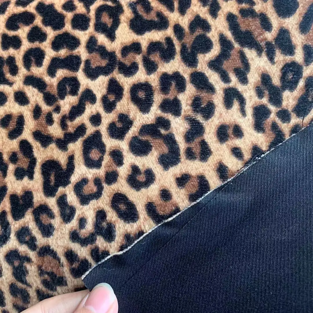 super thick heavy weight 16oz leopard pattern printing bonded polar fleece denim fabric for winter jeans jackets