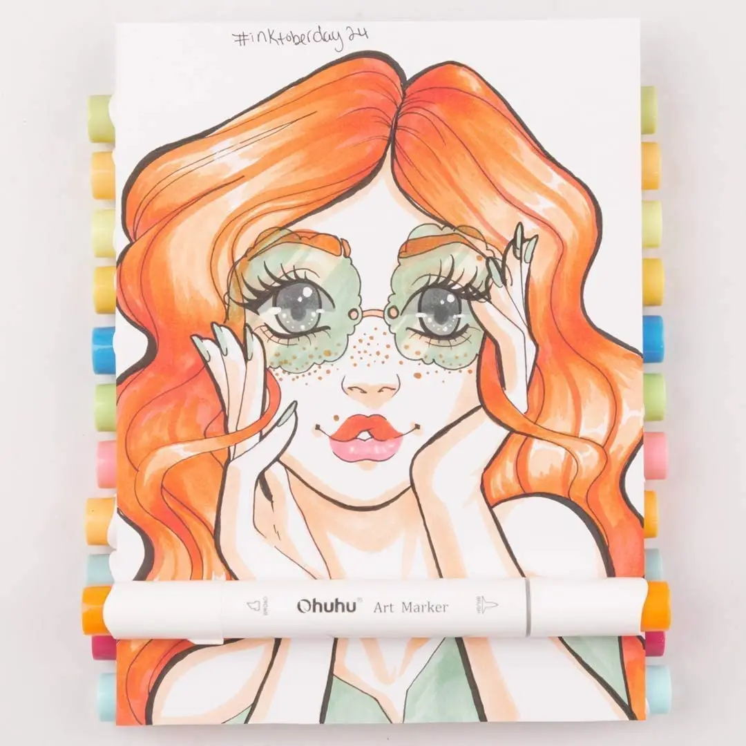 Ohuhu 72 Colors Alcohol Brush Markers dual tips marker pen set