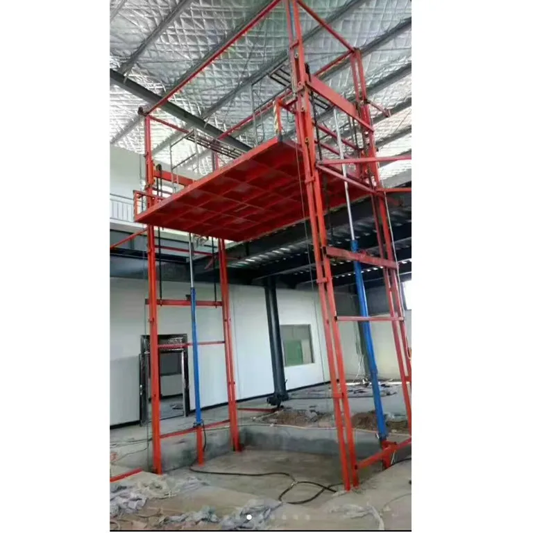 Hydraulic warehouse stationary lead guide rail small vertical cargo lift freight elevator