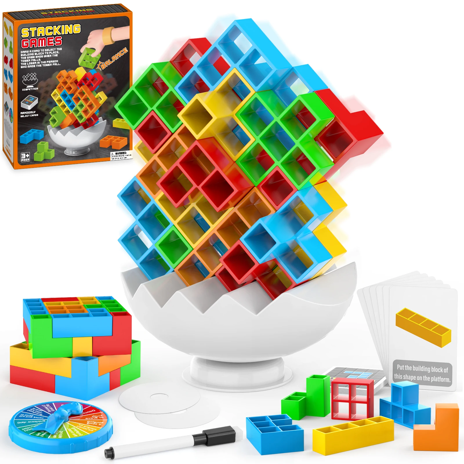 2 Player Board Game Family Game Party Travel Toys Team Building Building Blocks Toys Halloween 70 pcs Balance Stacking Blocks